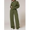 imagePRETTYGARDEN Womens Casual Two Piece Sets Fall 2025 Outfits Quarter Zip Sweatshirts Straight Leg Pants Sweatsuits TracksuitArmy Green