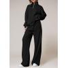 imagePRETTYGARDEN Womens Casual Two Piece Sets Fall 2025 Outfits Quarter Zip Sweatshirts Straight Leg Pants Sweatsuits TracksuitBlack