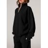 imagePRETTYGARDEN Womens Casual Two Piece Sets Fall 2025 Outfits Quarter Zip Sweatshirts Straight Leg Pants Sweatsuits TracksuitBlack
