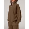 imagePRETTYGARDEN Womens Casual Two Piece Sets Fall 2025 Outfits Quarter Zip Sweatshirts Straight Leg Pants Sweatsuits TracksuitBrown