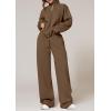 imagePRETTYGARDEN Womens Casual Two Piece Sets Fall 2025 Outfits Quarter Zip Sweatshirts Straight Leg Pants Sweatsuits TracksuitBrown
