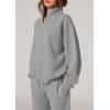 imagePRETTYGARDEN Womens Casual Two Piece Sets Fall 2025 Outfits Quarter Zip Sweatshirts Straight Leg Pants Sweatsuits TracksuitGrey