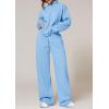 imagePRETTYGARDEN Womens Casual Two Piece Sets Fall 2025 Outfits Quarter Zip Sweatshirts Straight Leg Pants Sweatsuits TracksuitLight Blue
