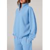 imagePRETTYGARDEN Womens Casual Two Piece Sets Fall 2025 Outfits Quarter Zip Sweatshirts Straight Leg Pants Sweatsuits TracksuitLight Blue