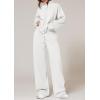 imagePRETTYGARDEN Womens Casual Two Piece Sets Fall 2025 Outfits Quarter Zip Sweatshirts Straight Leg Pants Sweatsuits TracksuitWhite