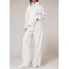 imagePRETTYGARDEN Womens Casual Two Piece Sets Fall 2025 Outfits Quarter Zip Sweatshirts Straight Leg Pants Sweatsuits TracksuitWhite