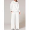 imagePRETTYGARDEN Womens Casual Two Piece Sets Fall 2025 Outfits Quarter Zip Sweatshirts Straight Leg Pants Sweatsuits TracksuitWhite