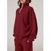 imagePRETTYGARDEN Womens Casual Two Piece Sets Fall 2025 Outfits Quarter Zip Sweatshirts Straight Leg Pants Sweatsuits TracksuitWine Red