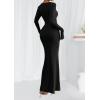 imagePRETTYGARDEN Womens Fall Fashion 2025 Long Sleeve Maxi Dress Ribbed Knit Boat Neck Bodycon Casual Dresses Going Out OutfitsBlack