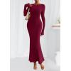 imagePRETTYGARDEN Womens Fall Fashion 2025 Long Sleeve Maxi Dress Ribbed Knit Boat Neck Bodycon Casual Dresses Going Out OutfitsBurgundy