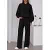 imagePRETTYGARDEN Womens Sweatsuits 2 Piece Set 2025 Casual Winter Long Sleeve Hoodie Loose Wide Leg Sweatpants Fall TracksuitBlack