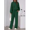 imagePRETTYGARDEN Womens Sweatsuits 2 Piece Set 2025 Casual Winter Long Sleeve Hoodie Loose Wide Leg Sweatpants Fall TracksuitDark Green