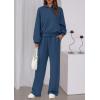 imagePRETTYGARDEN Womens Sweatsuits 2 Piece Set 2025 Casual Winter Long Sleeve Hoodie Loose Wide Leg Sweatpants Fall TracksuitGrey Blue