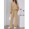 imagePRETTYGARDEN Womens Sweatsuits 2 Piece Set 2025 Casual Winter Long Sleeve Hoodie Loose Wide Leg Sweatpants Fall TracksuitKhaki
