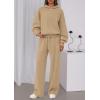 imagePRETTYGARDEN Womens Sweatsuits 2 Piece Set 2025 Casual Winter Long Sleeve Hoodie Loose Wide Leg Sweatpants Fall TracksuitKhaki