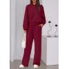 imagePRETTYGARDEN Womens Sweatsuits 2 Piece Set 2025 Casual Winter Long Sleeve Hoodie Loose Wide Leg Sweatpants Fall TracksuitWine Red