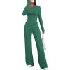 imagePRETTYGARDEN Casual Two Piece Sets for Women Fall Outfits 2025 Asymmetrical Off Shoulder Tops Wide Leg Pants Knit Lounge SetDark Green