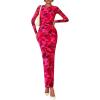 imagePRETTYGARDEN Fall Dresses for Women 2025 Long Sleeve Floral Mesh Sexy Bodycon Homecoming Wedding Guest Cocktail Maxi DressRose Red Floral