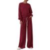 imagePRETTYGARDEN Womens 2 Piece Sets Long Sleeve Sweatshirt Wide Leg Pants Loose Matching Lounge Set Trendy Fall OutfitsWine Red