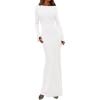 imagePRETTYGARDEN Womens Fall Fashion 2025 Long Sleeve Maxi Dress Ribbed Knit Boat Neck Bodycon Casual Dresses Going Out OutfitsWhite