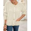 imagePRETTYGARDEN Cardigan Sweaters for Women 2025 Trendy Oversized Knit Chunky Button Cardigans Fall Winter Outfits with PocketsBeige