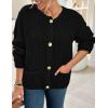 imagePRETTYGARDEN Cardigan Sweaters for Women 2025 Trendy Oversized Knit Chunky Button Cardigans Fall Winter Outfits with PocketsBlack