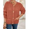 imagePRETTYGARDEN Cardigan Sweaters for Women 2025 Trendy Oversized Knit Chunky Button Cardigans Fall Winter Outfits with PocketsBrick Red