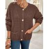 imagePRETTYGARDEN Cardigan Sweaters for Women 2025 Trendy Oversized Knit Chunky Button Cardigans Fall Winter Outfits with PocketsCoffee