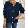 imagePRETTYGARDEN Cardigan Sweaters for Women 2025 Trendy Oversized Knit Chunky Button Cardigans Fall Winter Outfits with PocketsNavy