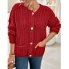imagePRETTYGARDEN Cardigan Sweaters for Women 2025 Trendy Oversized Knit Chunky Button Cardigans Fall Winter Outfits with PocketsRed