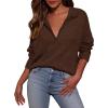 imagePRETTYGARDEN Womens Fall Quarter Zip Pullover Sweaters 2025 Dressy Casual Long Sleeve V Neck Collared Knit Jumper TopsBrown