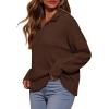 imagePRETTYGARDEN Womens Fall Quarter Zip Pullover Sweaters 2025 Dressy Casual Long Sleeve V Neck Collared Knit Jumper TopsBrown