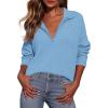 imagePRETTYGARDEN Womens Fall Quarter Zip Pullover Sweaters 2025 Dressy Casual Long Sleeve V Neck Collared Knit Jumper TopsLight Blue
