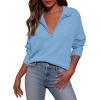 imagePRETTYGARDEN Womens Fall Quarter Zip Pullover Sweaters 2025 Dressy Casual Long Sleeve V Neck Collared Knit Jumper TopsLight Blue