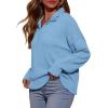 imagePRETTYGARDEN Womens Fall Quarter Zip Pullover Sweaters 2025 Dressy Casual Long Sleeve V Neck Collared Knit Jumper TopsLight Blue