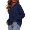imagePRETTYGARDEN Womens Fall Quarter Zip Pullover Sweaters 2025 Dressy Casual Long Sleeve V Neck Collared Knit Jumper TopsNavy Blue
