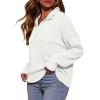 imagePRETTYGARDEN Womens Fall Quarter Zip Pullover Sweaters 2025 Dressy Casual Long Sleeve V Neck Collared Knit Jumper TopsWhite