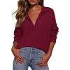 imagePRETTYGARDEN Womens Fall Quarter Zip Pullover Sweaters 2025 Dressy Casual Long Sleeve V Neck Collared Knit Jumper TopsWine Red