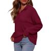 imagePRETTYGARDEN Womens Fall Quarter Zip Pullover Sweaters 2025 Dressy Casual Long Sleeve V Neck Collared Knit Jumper TopsWine Red
