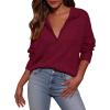 imagePRETTYGARDEN Womens Fall Quarter Zip Pullover Sweaters 2025 Dressy Casual Long Sleeve V Neck Collared Knit Jumper TopsWine Red