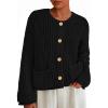 imagePRETTYGARDEN Cardigan Sweaters for Women 2025 Trendy Oversized Knit Chunky Button Cardigans Fall Winter Outfits with PocketsBlack