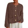 imagePRETTYGARDEN Cardigan Sweaters for Women 2025 Trendy Oversized Knit Chunky Button Cardigans Fall Winter Outfits with PocketsCoffee