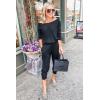 imagePRETTYGARDEN Jumpsuits for Women Dressy 2025 Fall Long Sleeve Off Shoulder Elastic Waist Rompers One Piece Travel OutfitsAblack