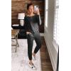 imagePRETTYGARDEN Jumpsuits for Women Dressy 2025 Fall Long Sleeve Off Shoulder Elastic Waist Rompers One Piece Travel OutfitsBlack Grey