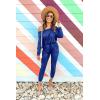 imagePRETTYGARDEN Jumpsuits for Women Dressy 2025 Fall Long Sleeve Off Shoulder Elastic Waist Rompers One Piece Travel OutfitsBlue