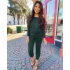 imagePRETTYGARDEN Jumpsuits for Women Dressy 2025 Fall Long Sleeve Off Shoulder Elastic Waist Rompers One Piece Travel OutfitsDeep Green