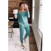imagePRETTYGARDEN Jumpsuits for Women Dressy 2025 Fall Long Sleeve Off Shoulder Elastic Waist Rompers One Piece Travel OutfitsLight Green