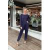 imagePRETTYGARDEN Jumpsuits for Women Dressy 2025 Fall Long Sleeve Off Shoulder Elastic Waist Rompers One Piece Travel OutfitsNavy
