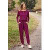 imagePRETTYGARDEN Jumpsuits for Women Dressy 2025 Fall Long Sleeve Off Shoulder Elastic Waist Rompers One Piece Travel OutfitsPurple