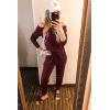 imagePRETTYGARDEN Jumpsuits for Women Dressy 2025 Fall Long Sleeve Off Shoulder Elastic Waist Rompers One Piece Travel OutfitsWine Red